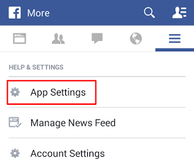 Facebook app settings