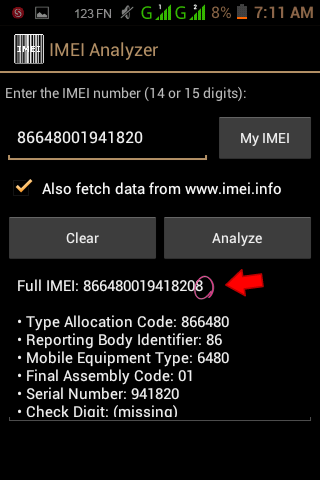 imei analyzer Android smartphone
