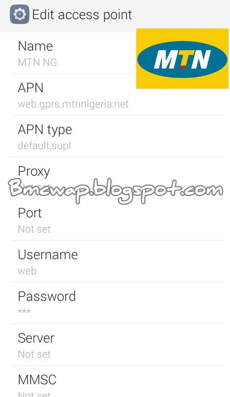 MTN APN Configuration Settings for internet Browsing