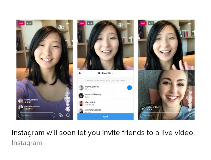 instagram invite live video broadcasts chats