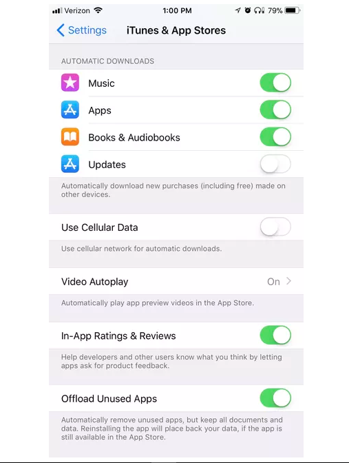 iphone iOS 11 automatic update settings