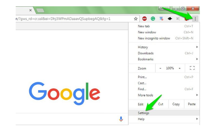 Google chrome browser Settings