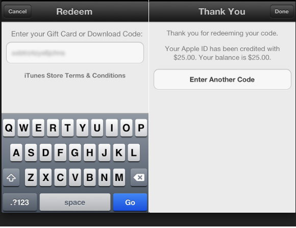 iOS iTunes Gift Card and App Store Promo code