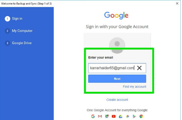 Sign in google drive
