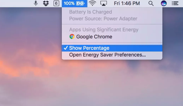 Display battery percentage bar MacBook