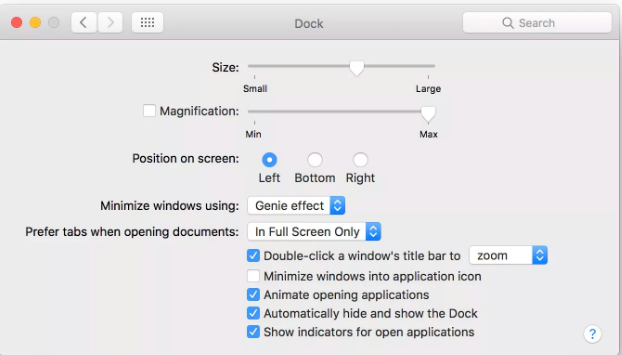 Set up MacBook Pro Dock settings