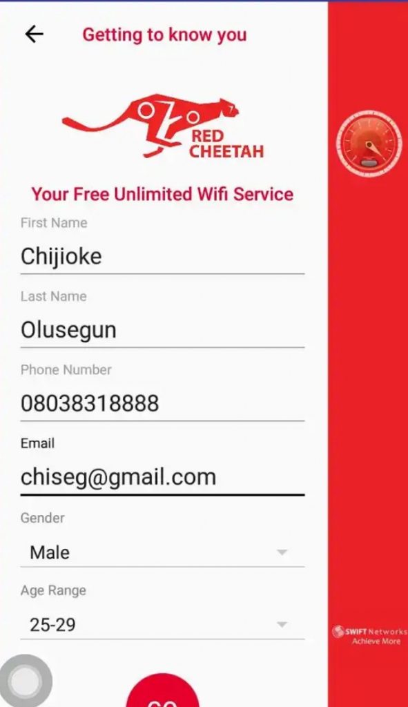 Red Cheetah SWIFT Free WiFi App