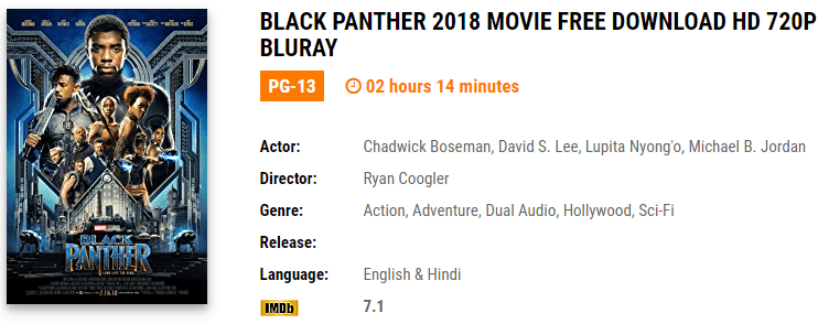 Black Panther 2018 free download