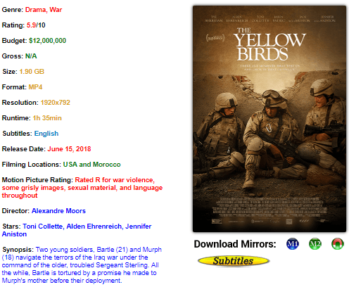 Download The yellow Bird 2017 Movie