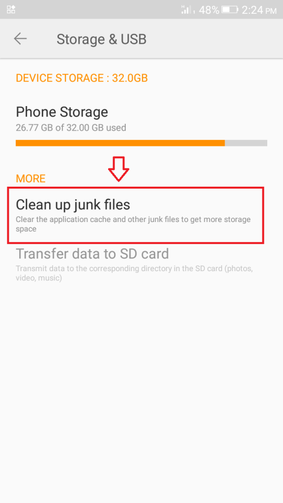 Junk file cleaner settings - boost mobile phone