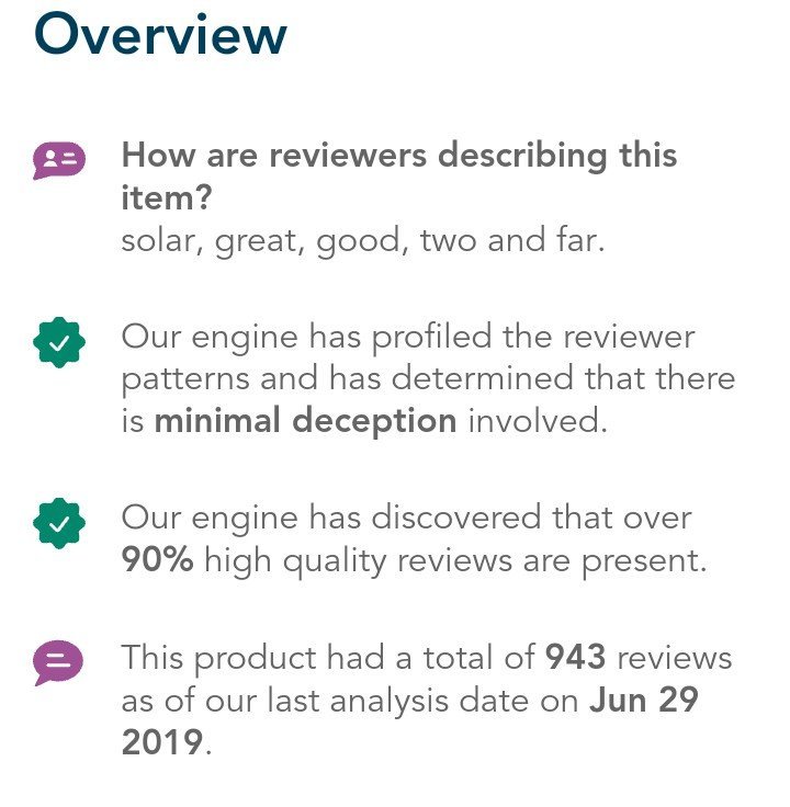 overview result for solar panel sold on Amazon - fakespot