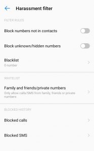 block phone number menu settings